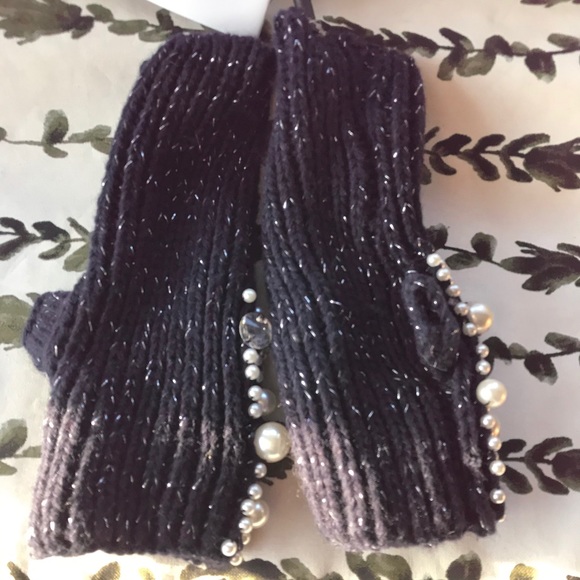 NWT Alex Max Bedazzled Fingerless Mittens/Gloves - Picture 3 of 7